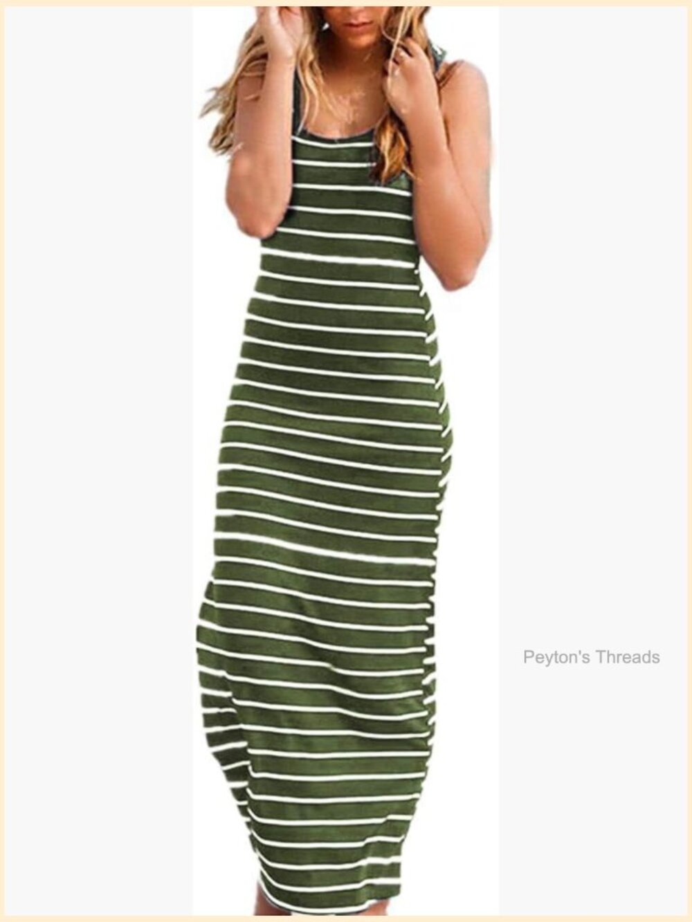 Sleeveless Scoop Neck Striped Maxi Sundress Loose Racerback Long Dress